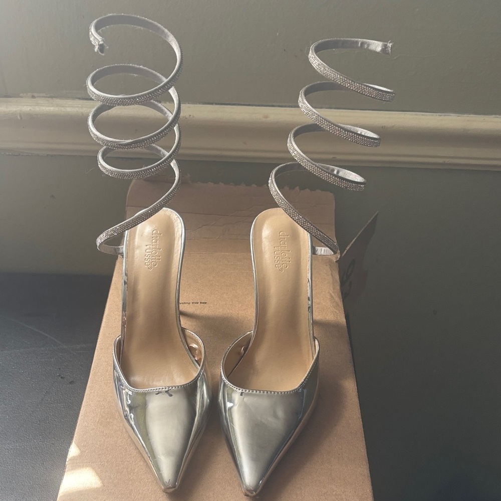 Silver Strappy Heels